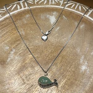 Hallmark Marcasite Green Whale 925 Sterling Silver Necklace